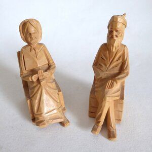 VINTAGE 1936 QUEBEC CANADA HAND CARVED WOOD FOLK ART FIGURE STATUE CARVING SET